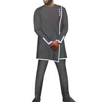 BAZINRICHE Male Fit Fancy Long top and Pant Set Wedding Banquet Business Dress Suit WYX1504