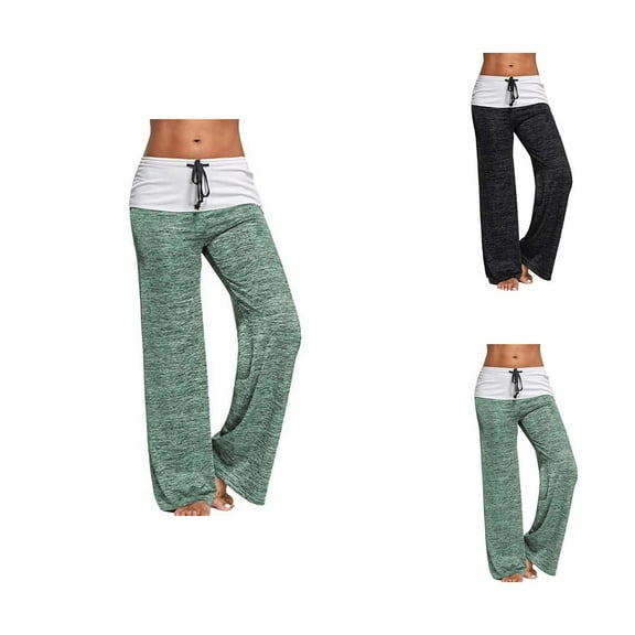 Women's Casual Pants High Waisted Tied Waist Slim Fit Two Tone Trousers for Daily Sports Comfortable Outfits in Spring Summer Autumn