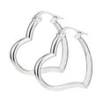 thumbnail image 6 of LeCalla Sterling Silver Heart Hoop Earrings, 30MM, Anti-Tarnish Coating, Excellent Gift, 6 of 8