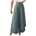thumbnail image 2 of Dress Capris for Women Plus Size Women's Spring Solid Color Elastic Waist Linen Versatile Straight Tube Casual Wide Leg Pants Loose Causal Pants Clearance, 2 of 7