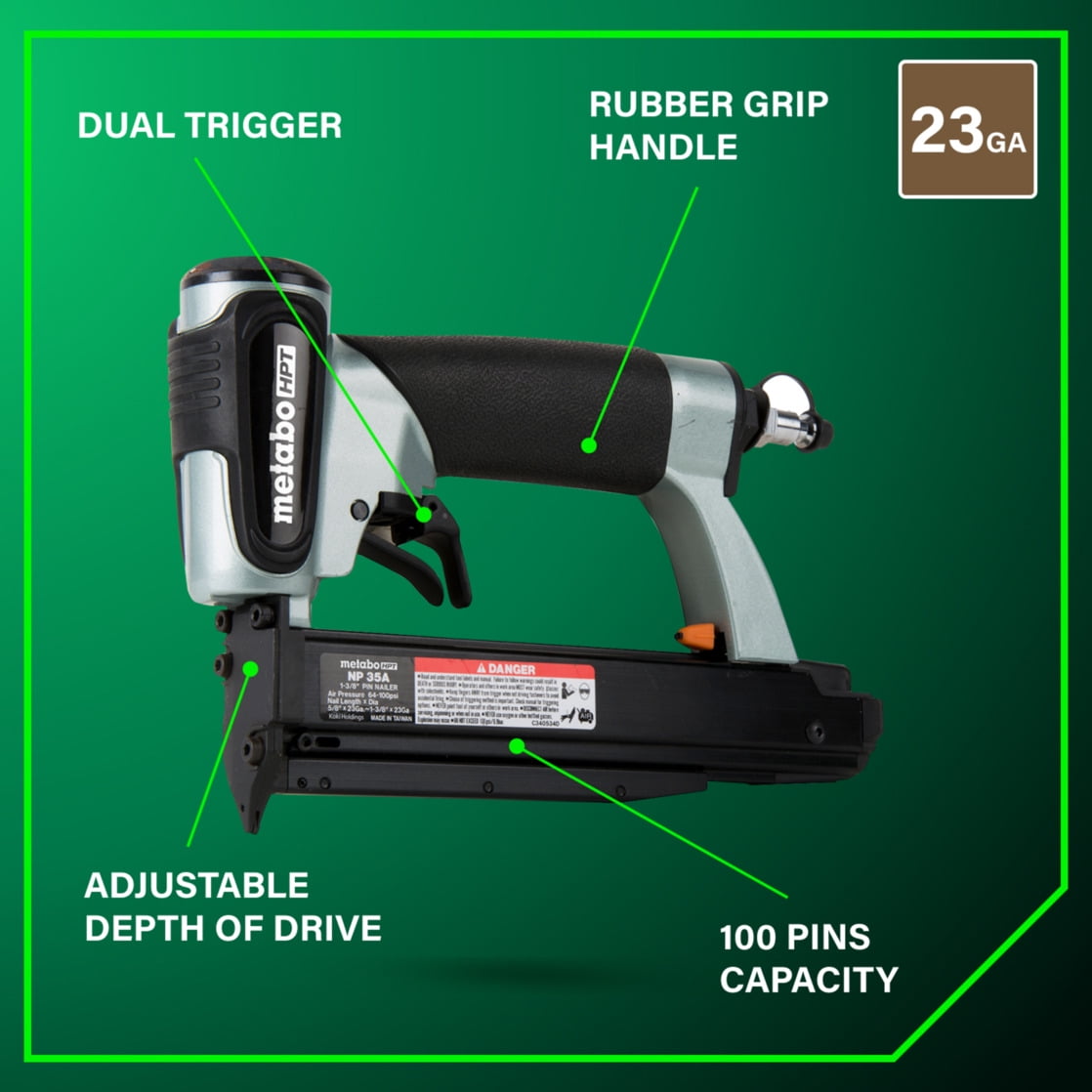 Metabo HPT Pneumatic 23-Ga Pin Nailer, 5/8-In, NP35A