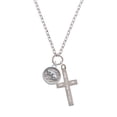 thumbnail image 2 of Delight Jewelry Silvertone Sitting Cat - Round Seal I Set You Apart Engraved Cross Zoey Necklace, 28", 2 of 4