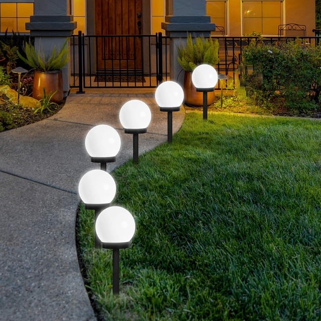 Lámparas solares para jardín al aire libre, paquete de 6 luces impermeables para exteriores, IP44, con forma de globo, para césped, jardín, paisaje, camino de entrada, patio, 1 luz