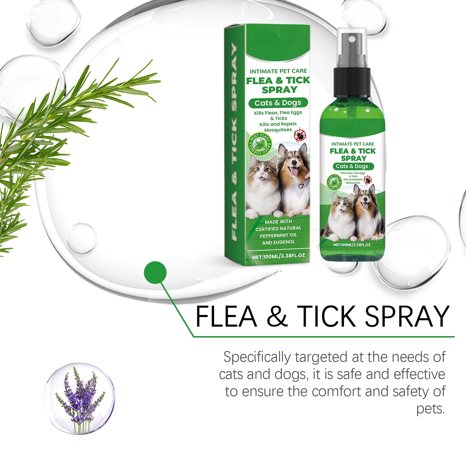 Alvantor Plant-Based Aloe Vera Formula Flea & Tick Prevention Spray for Dogs and Cats - 3.38 fl. oz