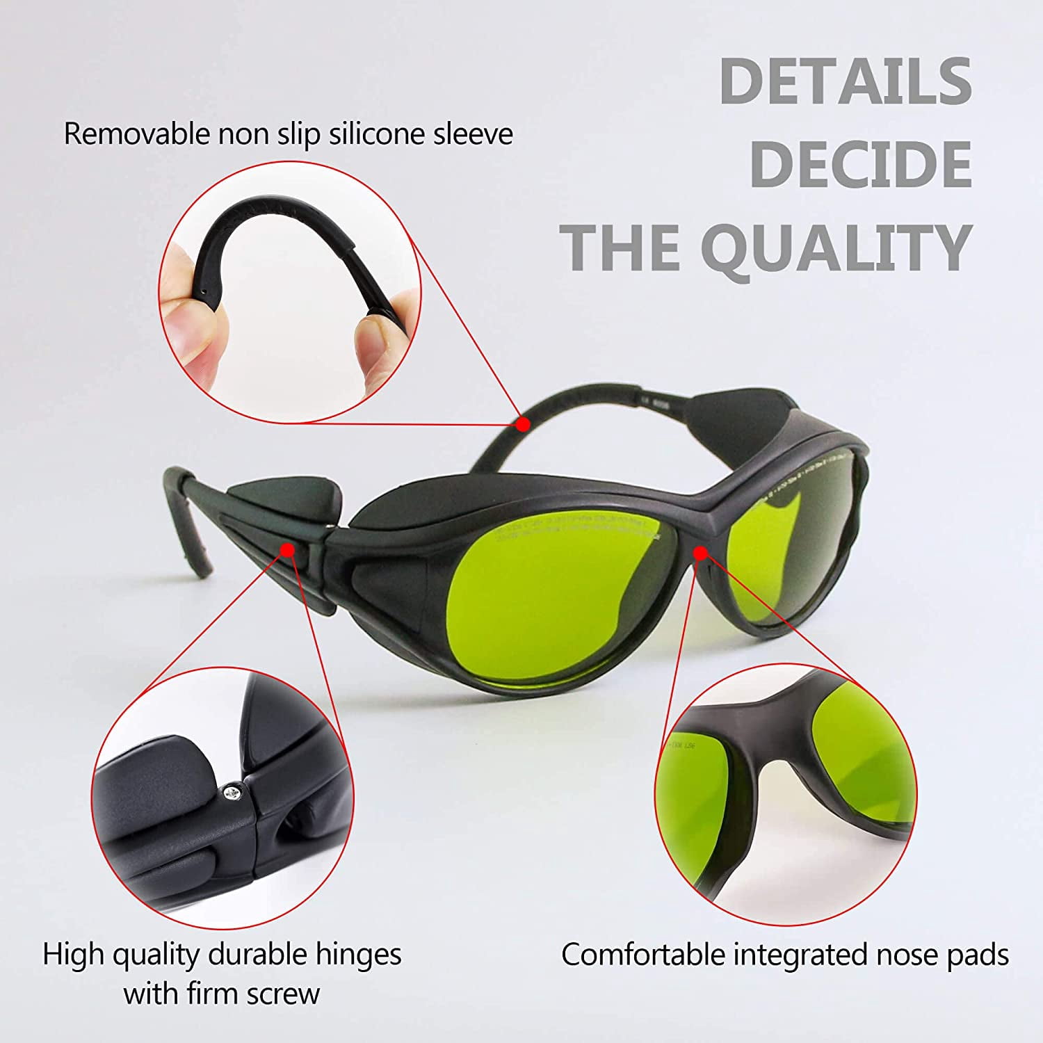 180-420 &740-1100nm Laser Safety Glassess 808nm Laser Engraving Protective Goggles,980nm, 1064nm Industrial Laser Protective Glasses,Professional OD6+ YAG,Semi-Conductor, Fiber Laser Safety Glassess