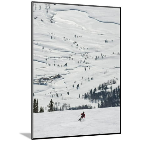 Skier at Jackson Hole Ski, Jackson Hole, Wyoming, United States of America, North America Wood Mounted Print Wall Art By Kimberly