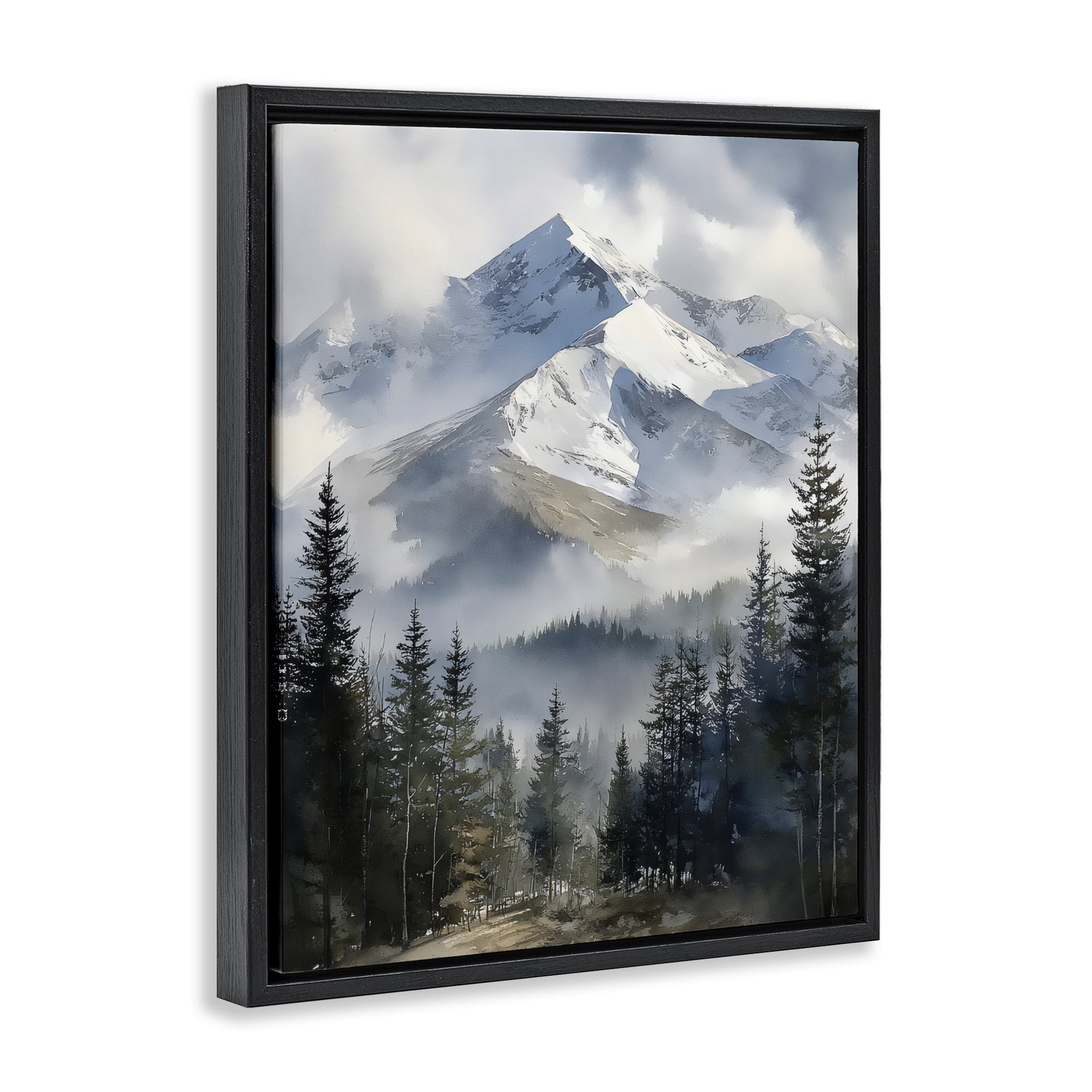 Stupell Industries Snow & Mist Alpines Black Framed Floater Canvas Wall Art, design by Franklyn Gregory