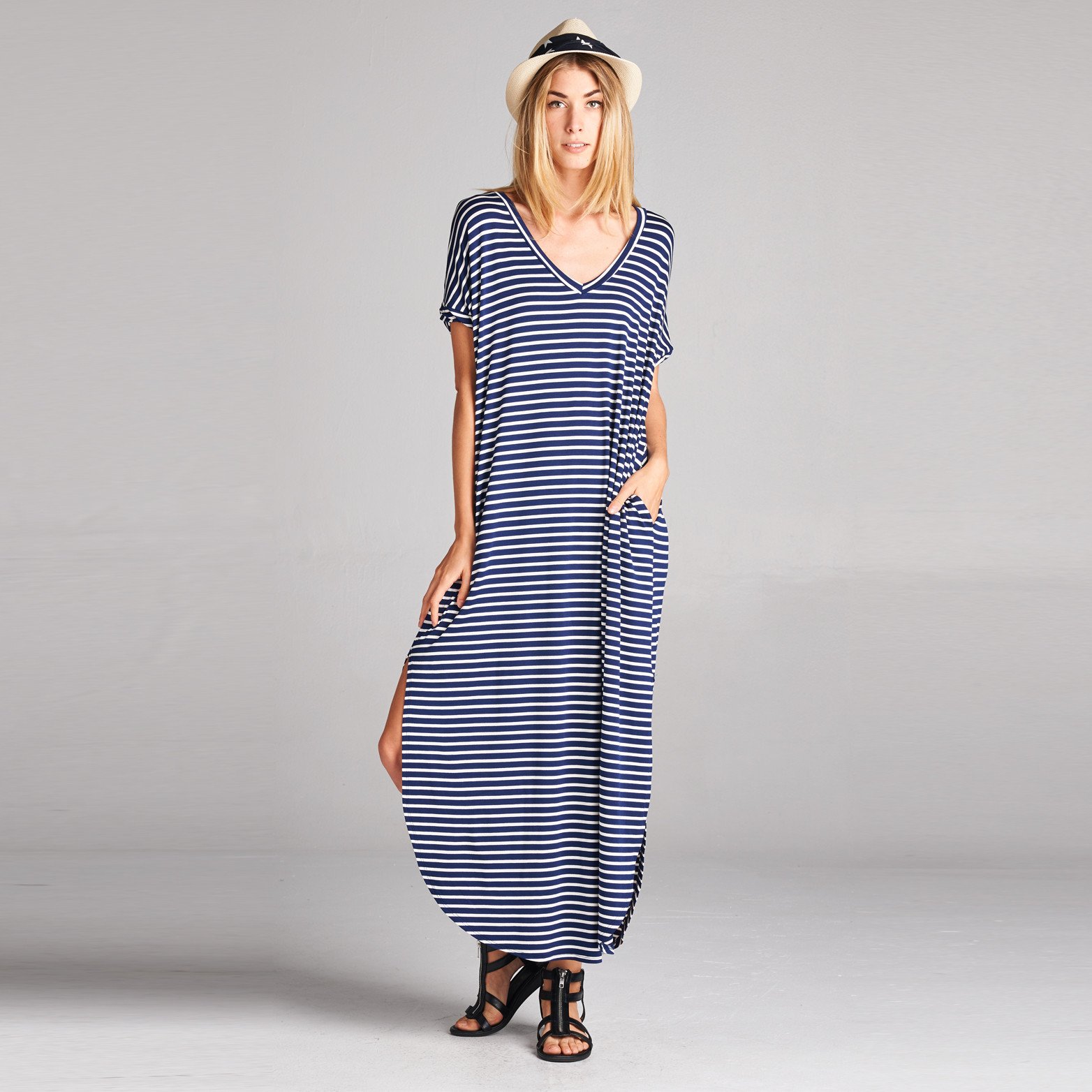 pinstripe maxi dress