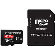 ARCANITE 64GB microSDXC Memory Card with Adapter - A2, UHS-I U3, V30, 4K, C10, Micro SD - AKV30A264