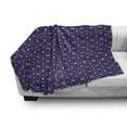 thumbnail image 2 of Geometric Soft Flannel Fleece Throw Blanket, Retro Style 80's Continuous Rhombus Inspired Layout Diamond Shapes, Cozy Plush for Indoor and Outdoor Use, 50" x 70", Indigo and Multicolor, by Ambesonne, 2 of 5