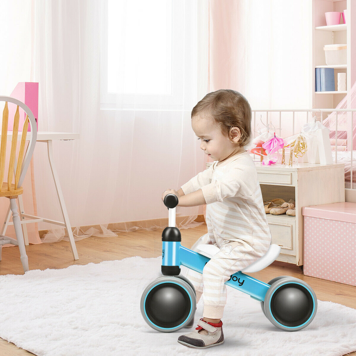 Babyjoy 4 Wheels Baby Balance Bike Children Walker No-Pedal Toddler Toys Rides Blue - image 4 of 10