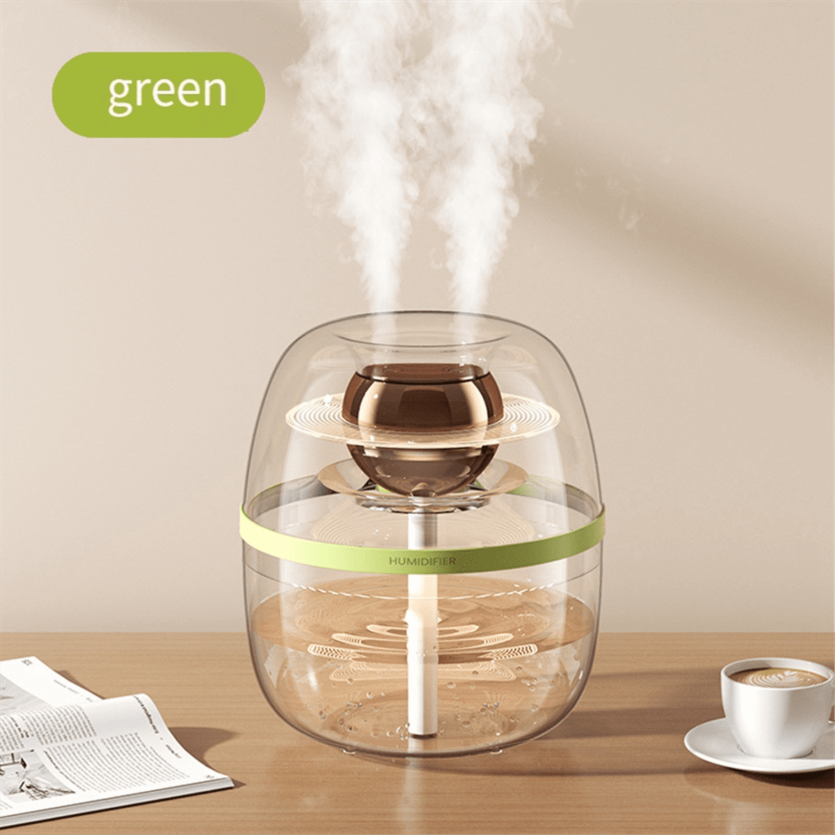 Bedroom Humidifier, Large Room Humidifier, Cool Mist Humidifier, Bedroom Large Room Desktop Air Humidifier Green,1 x humidifiers for bedroom,Green