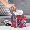 thumbnail image 4 of Tissue Box Cover, Brightly Colored Paisley Leather Tissue Box Holder - Tissue Case Facial Paper Organizer for Bathroom, Vanity Countertop, Tabletop, Car, Night Stands,, 4 of 5