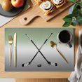 thumbnail image 2 of Sage Green Gray Ombre Placemats Set of 4, Black Hockey Sticks Minimalist Style Placemats for Dining Table, Place Mats for Kitchen Tabletop, Waterproof Wipeable Dining Table Mats Set, 2 of 9