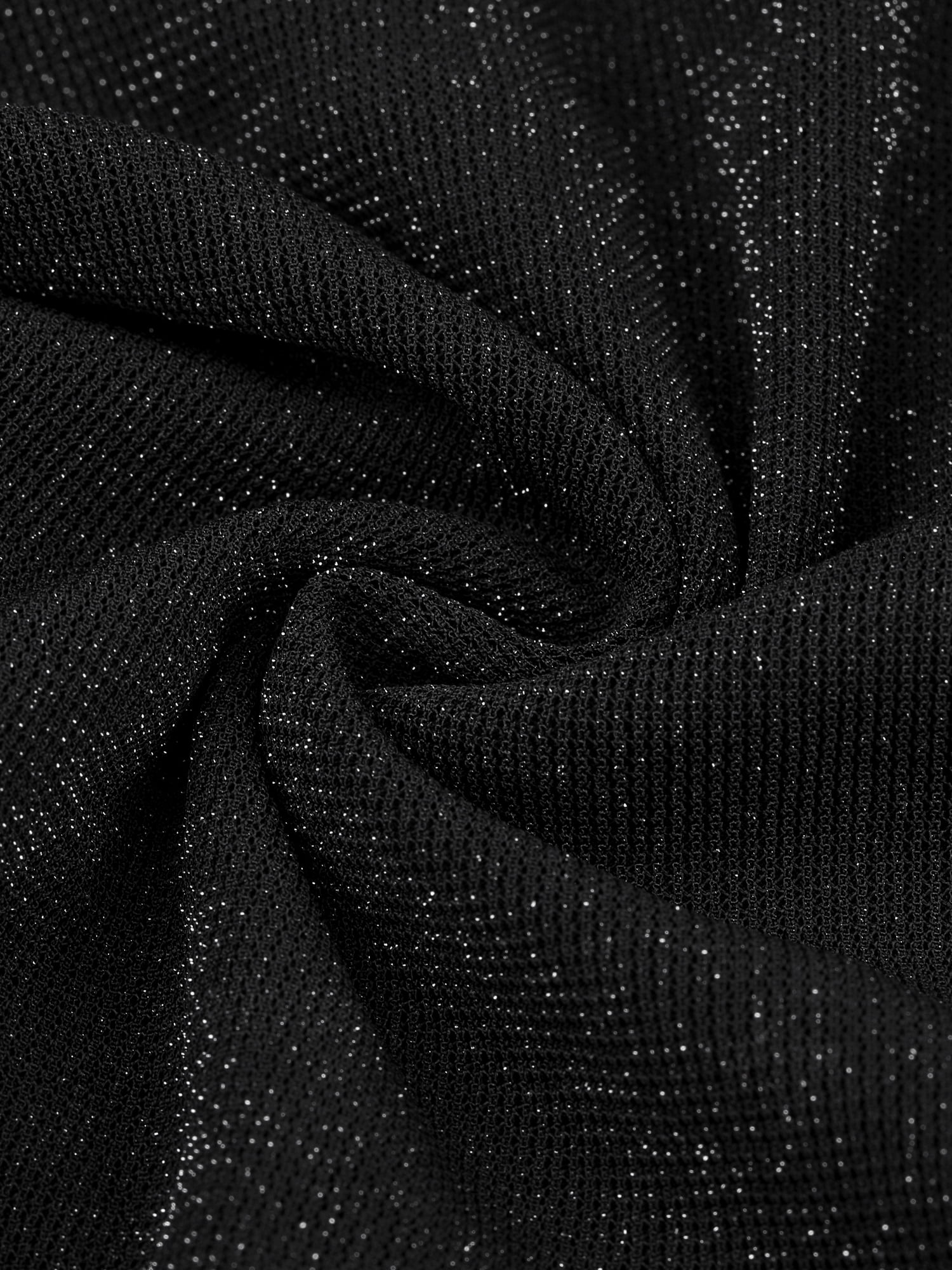 DARING DIVA Women's Cropped Glitter Mesh Ruched Blouse L Black