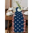 thumbnail image 2 of 4th of July Cotton Linen Table Runner Dresser Scarves, Country Stars Red Blue Table Runners for Dinning Table, USA Flag Theme Kitchen Decor, Holiday Dinner Decoration-13x108 Inch, 2 of 6