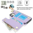 thumbnail image 5 of ELEHOLD Case for iPhone 14 Plus, Magnetic Closure Kickstand Zipper Wallet Case with 3 Card Slots & Ring Holder,Shockproof RFID Blocking Phone Case,Violet, 5 of 8