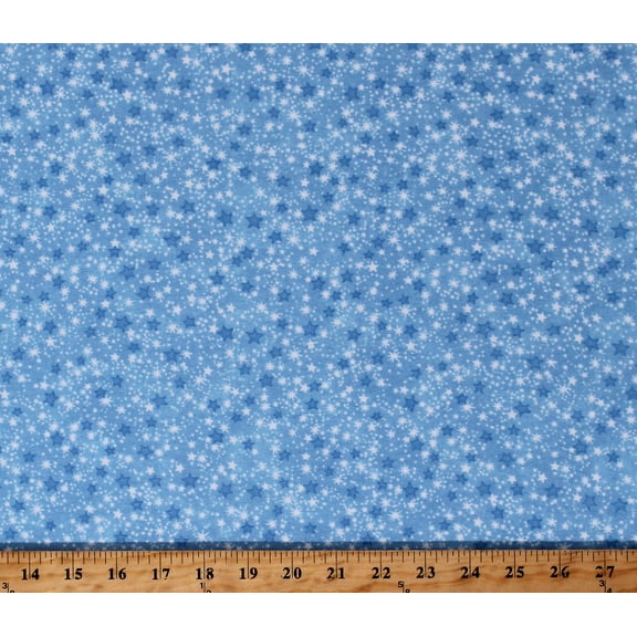 Flannel Stars on Blue Night Sky Bed time Sleepy Kids Children's Cotton Flannel Fabric Print by the Yard (9831-11)