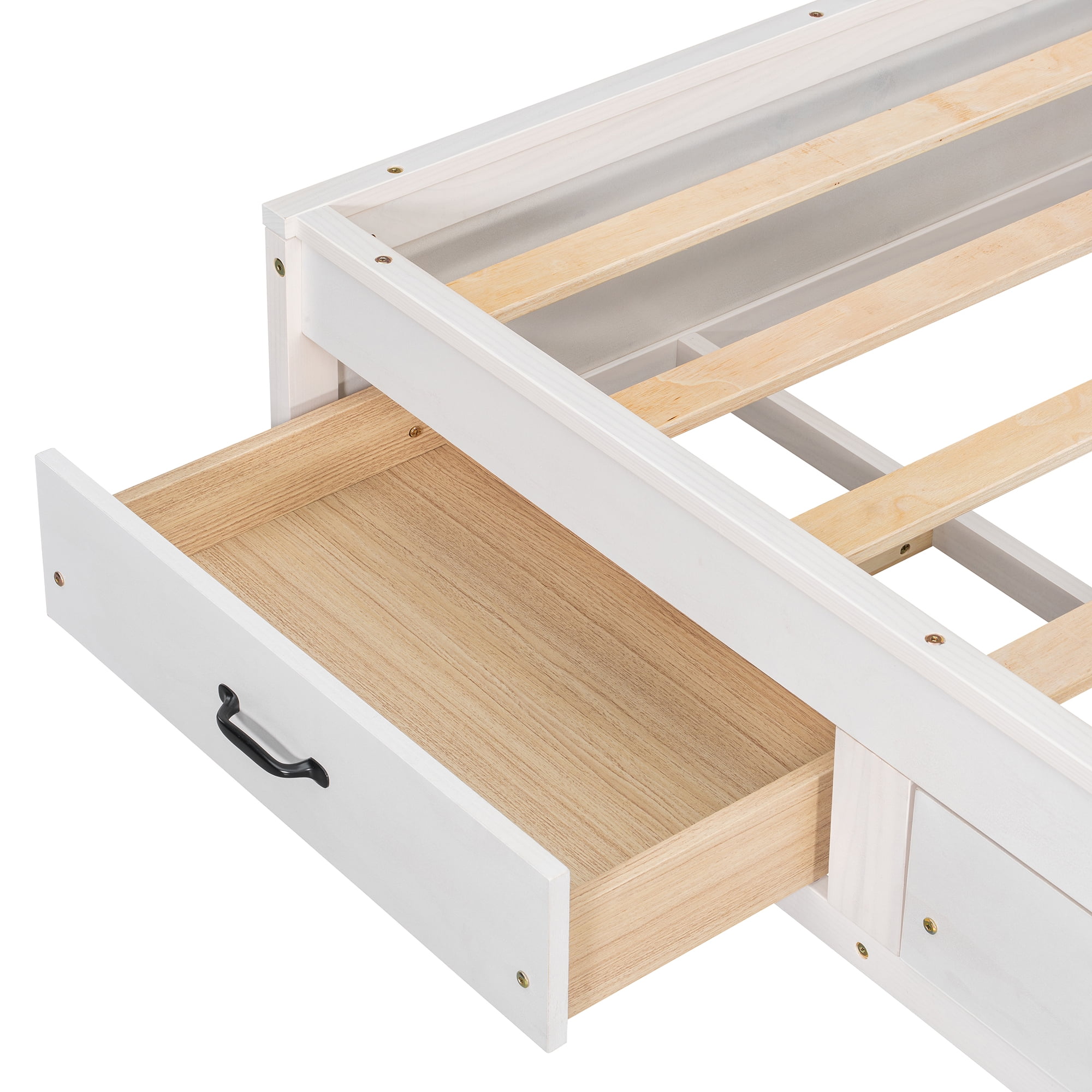 Sailvan Twin Size Wooden Daybed with 3 Storage Drawers, Upper Soft Board, Shelf, Set of Sockets