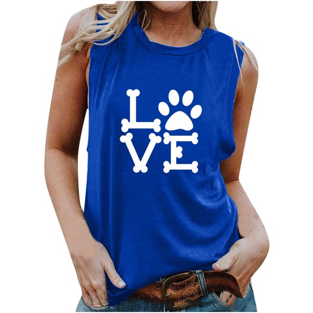 Verano mujer moda cuello redondo impreso sin mangas casual camisetas sin mangas Fridja gh5091