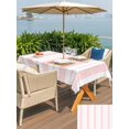 thumbnail image 5 of Outdoor Tablecloth with Umbrella Hole for Patio/Picnic/Party/Camping, Pink Striped Waterproof Table Cloth Rectangle Table Cover Washable, Blue Geometric Line Stripes Farmhouse (60"x 84"), 5 of 9