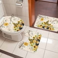 thumbnail image 5 of Bees Dwarfs Bathroom Rugs Set Yellow Sunflowers Branch Spring Flower Plant Vintage Non Slip Absorbent Soft Bath Mats 3 Piece Set with Bathroom Rug, U-Shaped Floor Mat, Toilet Seat Cover Small Size, 5 of 9