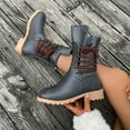 thumbnail image 3 of Riding Boots for Women Studded High Top Lace up Ankle Boots Zipper Round Toe Chunky Heel Booties, 3 of 6