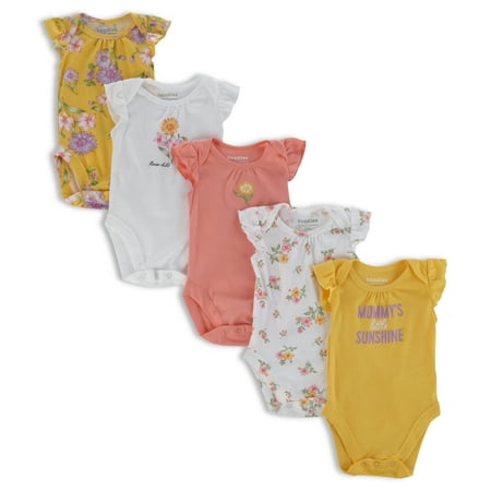 

The Children s Place Baby Girl Ruffle Sleeve 5-Pack Bodysuits Sizes 0-24Months
