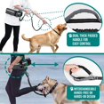 thumbnail image 6 of Hands Free Dog Leash, Dog Running Leash Belt Bag for Walking, Jogging, Dog Waist Double Zipper Pouch with Poop Bag Dispenser, Dual Padded Handles Reflective Bungee Leash, Double, 6 of 7