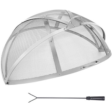 SKYSHALO 36" Fire Pit Round Wood Burning Spark Screen Cover Lid Stainless Steel