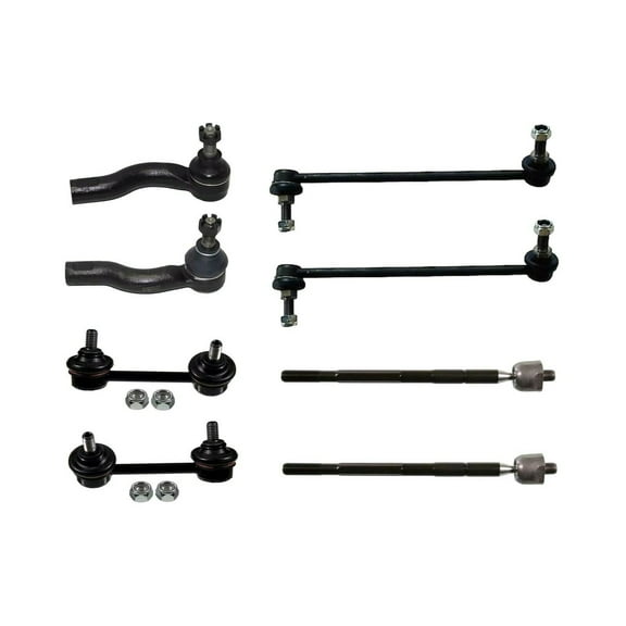 8 Pc Suspension Kit Outer & Inner Tie Rod Ends   Rear & Front Sway Bar Links
