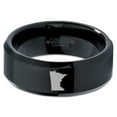 thumbnail image 2 of Tungsten Minnesota North Star State Band Ring 8mm Men Women Comfort Fit Black Beveled Edge Polished, 2 of 4