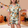 thumbnail image 2 of CAUYDY Halloween Pajamas Kids Girls Pajamas 2-Piece Pjs Set Kids Short Sleeved and Shorts Jammies Casual Wear Girls' Sleepwear Lounge Clothes Light Green Sizes 6-7 Years, 2 of 7