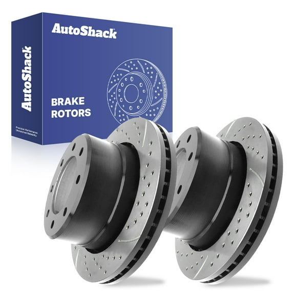 AutoShack 14.09" (358 mm) Rear Vented Drilled & Slotted Brake Rotors E-Coated | Replacement for 2011-2024 Ram 2500 2011-2024 Ram 3500 | 2-PC Set | ShadowGuard