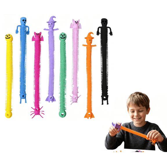 Halloween Stretchy Strings Sensory Fidget Toys Pack, Assorted Halloween Designs, Stress Relief Toy for Halloween Treat Bags, Party Favors & Decorations