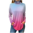 thumbnail image 2 of Texiao Tops for Women Trendy Long Sleeve Fall Blouses Printed Turtleneck Top Loose Winter Shirts Cozy Lightweight T Shirts, 2 of 5