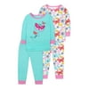 Little Star Organic Baby & Toddler Girls 4 Pc Long Sleeve Shirts & Pants Pajamas, Size 9 Months-5T