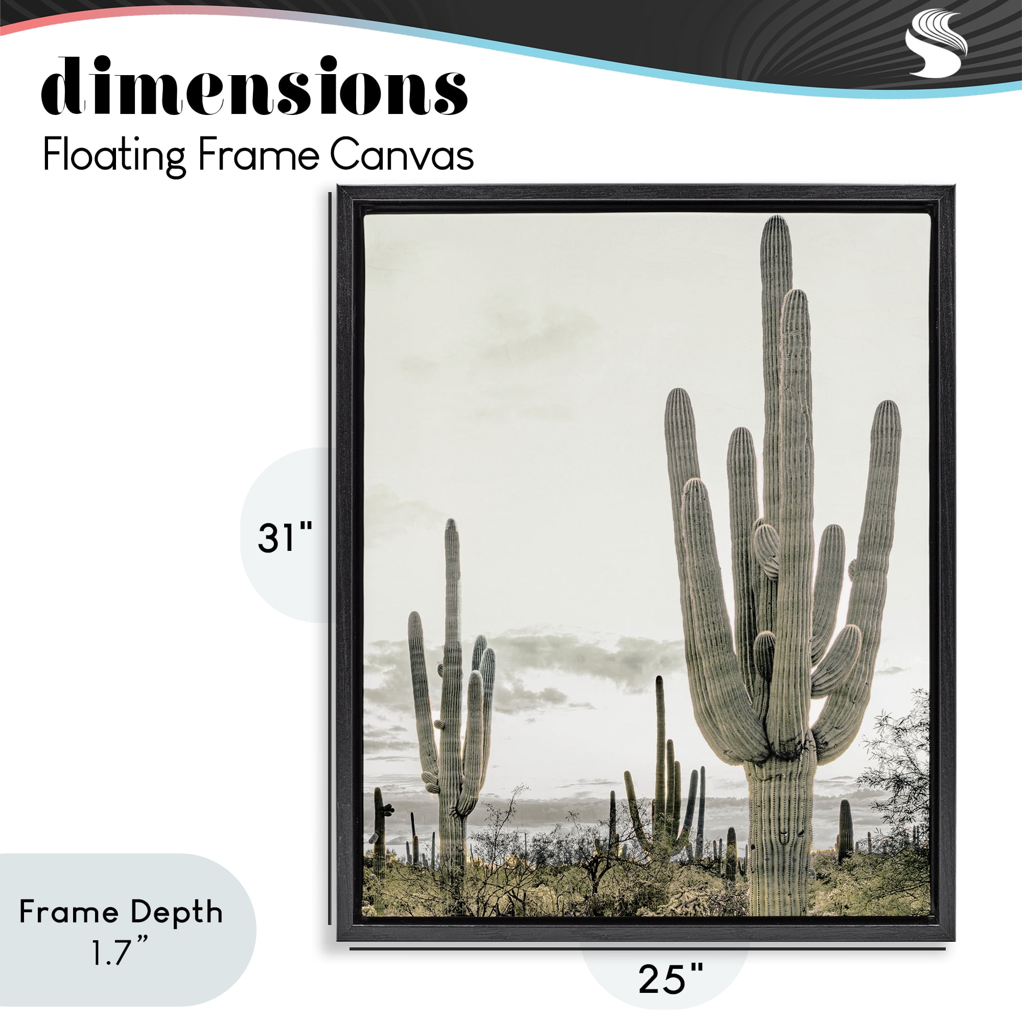 Stupell Industries Subdued Desert Cacti Black Framed Floater Canvas Wall Art, design by Kim Allen