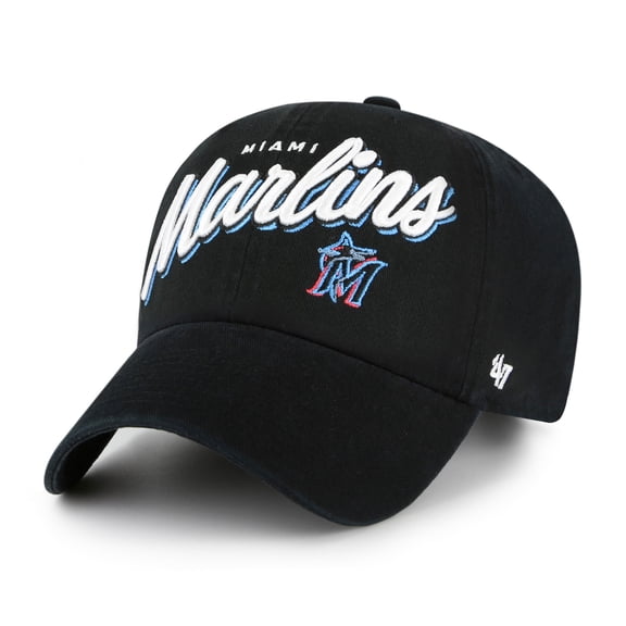 Women's '47 Black Miami Marlins Ariana Clean Up Adjustable Hat