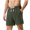 thumbnail image 2 of Men's Summer Cotton Linen Shorts Vintage Loose Fits Drawstring Short Mens Casual Solid Elastic Waist Lightweight Breathable Short Pant, 2 of 8