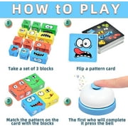 TAETOE Wooden Face Changing Magic Cube Game, Expression Puzzle Building Blocks Pattern Matching Game, Educational Puzzles Toy Board Games for Kids and Adults with Bell