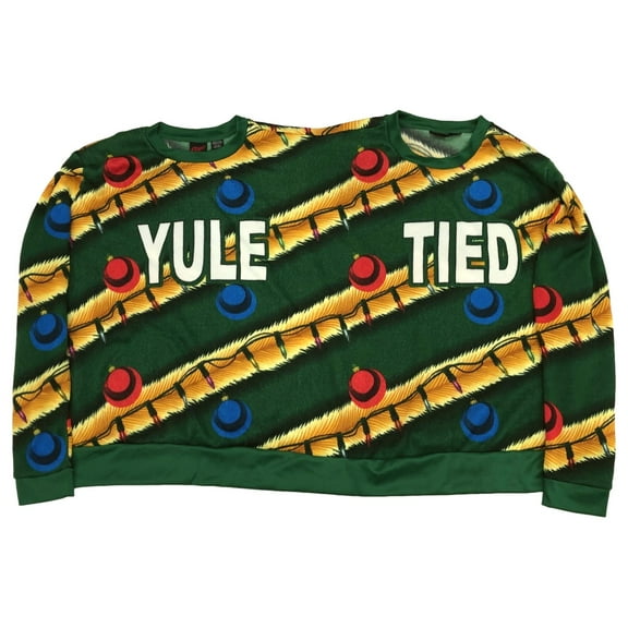 Adult Mens & Womens Green Yule Tied Christmas Holiday Couples Yuletide Sweater