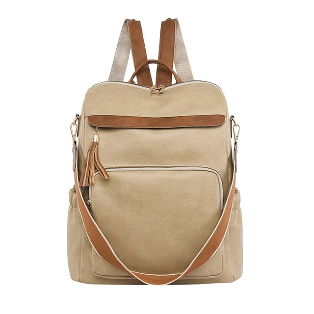 Women Bag Fashion Backpack Comfortable Leather Student Backpack Travel Backpack Waxed Canvas Backpack