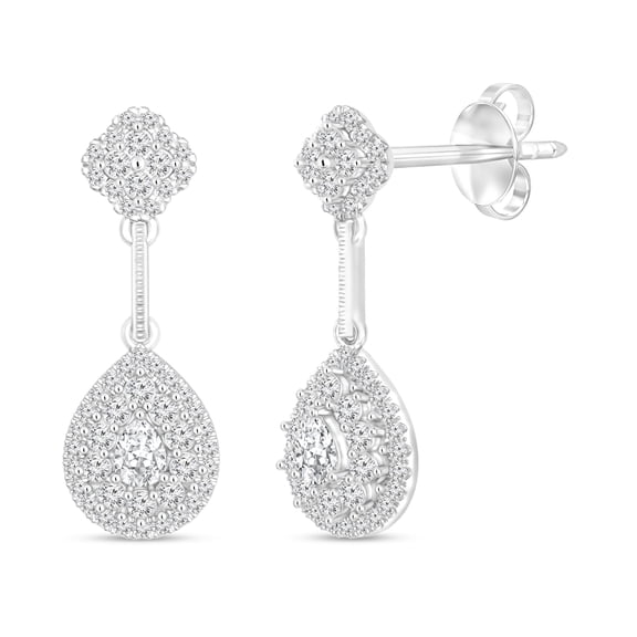 Diamaison 1 Cttw Natural White Diamond Fashion Earrings for Adult in 14Kw Gold