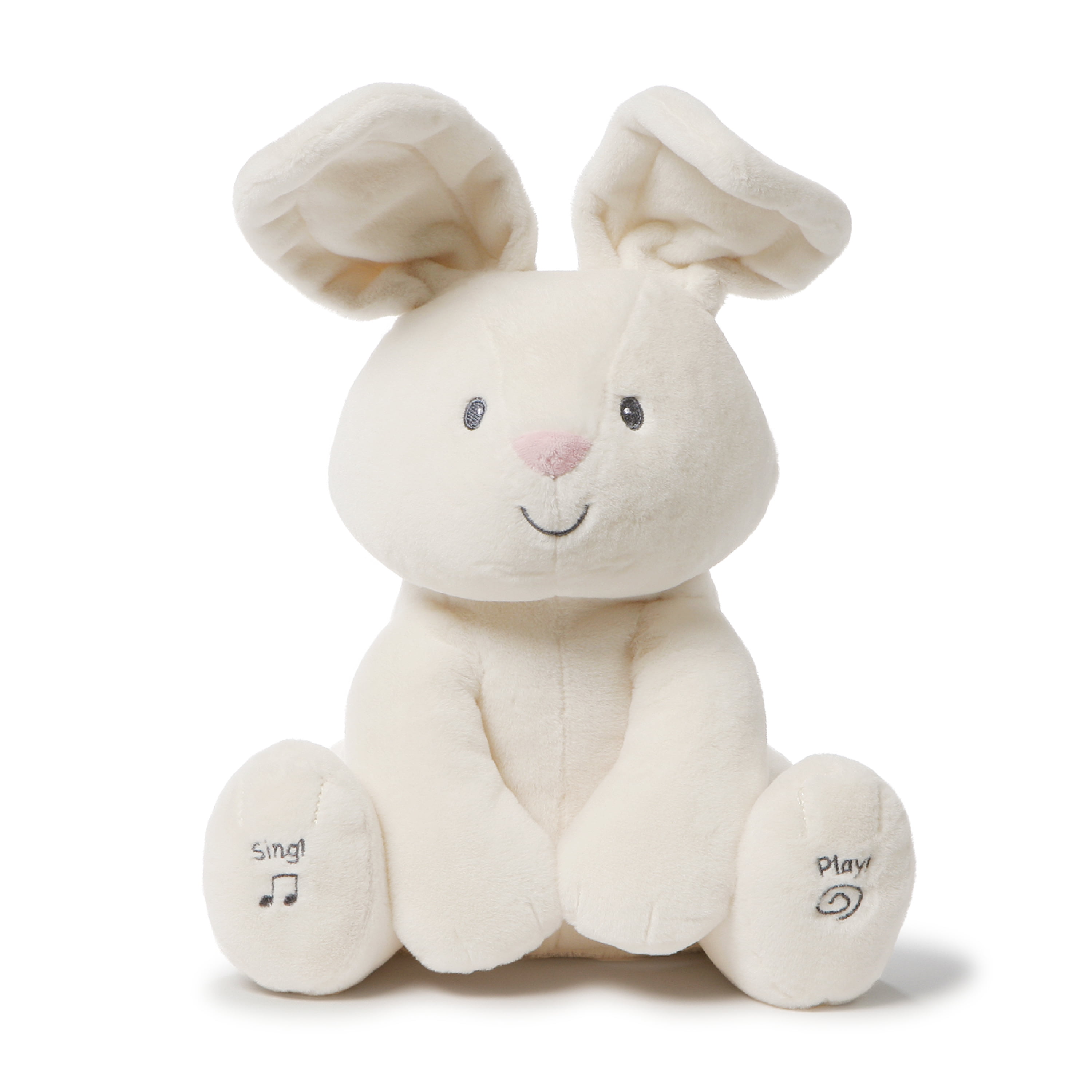 happy go fluffy Plush Bunny Rabbit Cream 9" multicolored ears & bow tie 