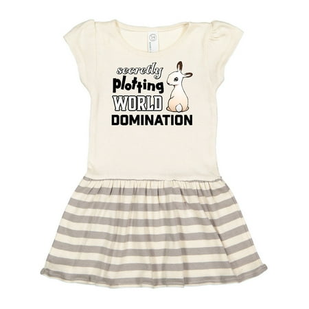 

Inktastic Secretly Plotting World Domination Cute Bunny Gift Toddler Girl Dress