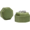 thumbnail image 2 of LAICAIW Velvet 3 Slots Jewelry Ring Box Engagement Wedding Box Keepsake Box Bridal Photo Ring Triple Slots Octagon (Olive Green), 2 of 6