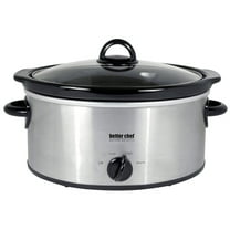 Better Chef 4 Quart Oval Slow Cooker with Removable Stoneware Crock in Stainless Steel