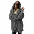 thumbnail image 1 of Double Fleece Cardigan Jacket Women Solid Color Long Sleeve Plush Warm, 1 of 7
