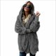 thumbnail image 1 of Cárdigan de lana doble para mujer, chaqueta de manga larga de felpa, abrigo cálido con capucha, prendas de vestir exteriores de gran tamaño, Color sólido, Otoño e Invierno, 1 of 5